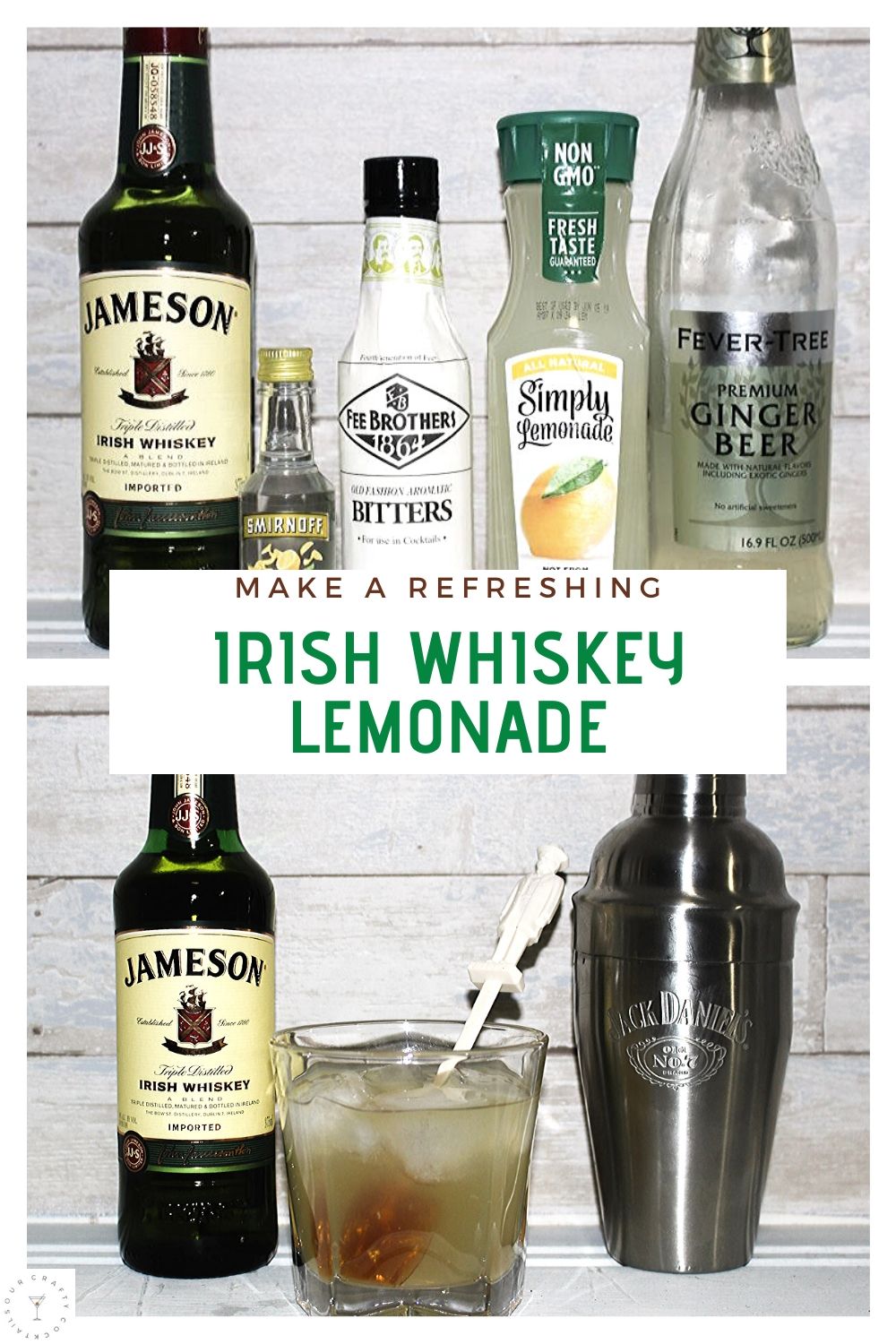 jameson irish whiskey lemonade supplies collage of two