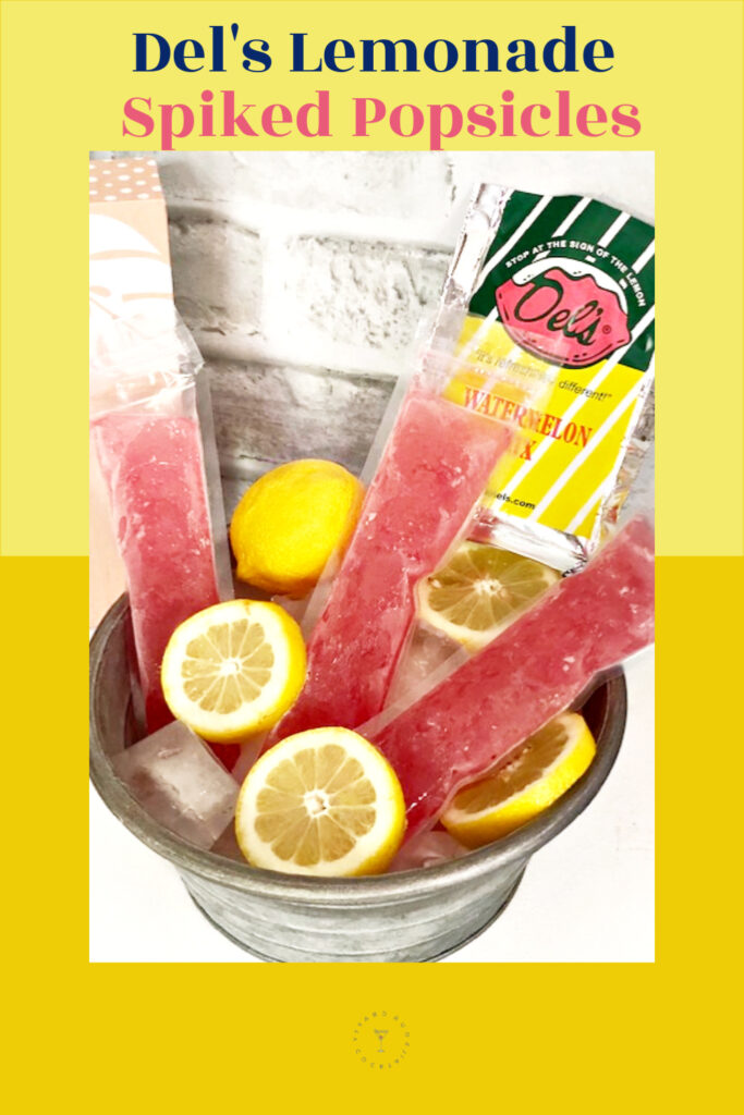 Make refreshing Del’s Lemonade Watermelon Adult Boozy Popsicles with this super simple recipe. They are so refreshing and a great adult treat for cookouts or barbecues. #ourcraftycocktails #delslemonadeboozypopsicles #boozypopsicles #watermelonlemonadeboozypopsicles #adultpopsicles