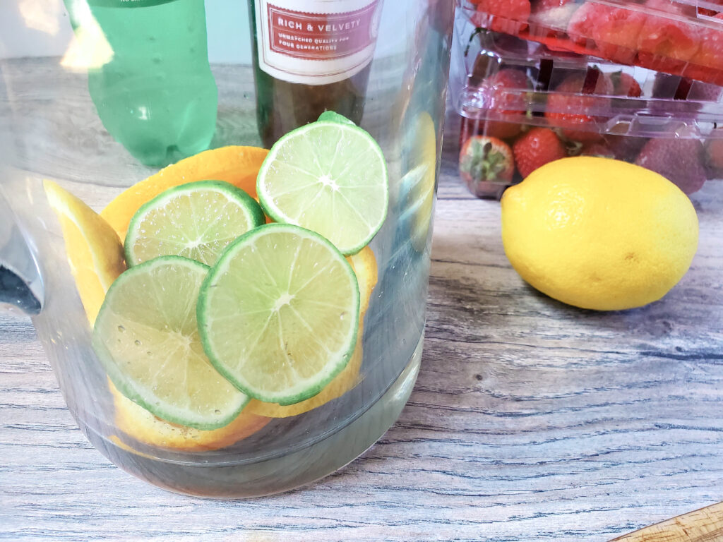 limes in red sangria