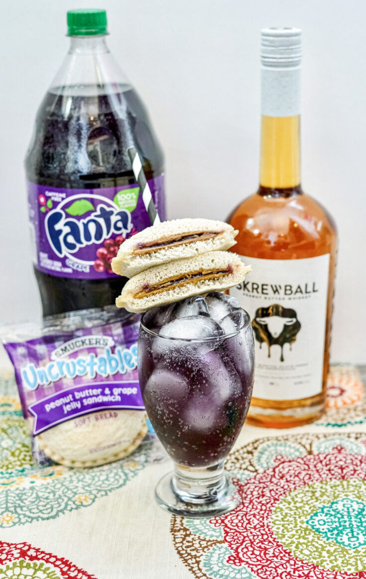 peanut butter & jelly whiskey cocktail on table