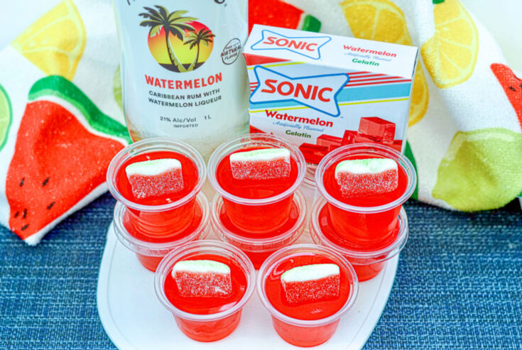 Make Spectacular Sonic Watermelon Jello Shots on table