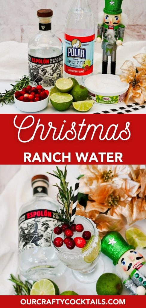 christmas ranch water pin with text