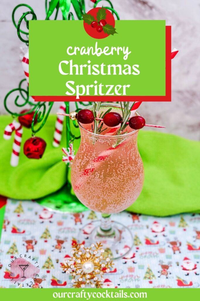 cranberry Christmas spritzer pin image with text overlay