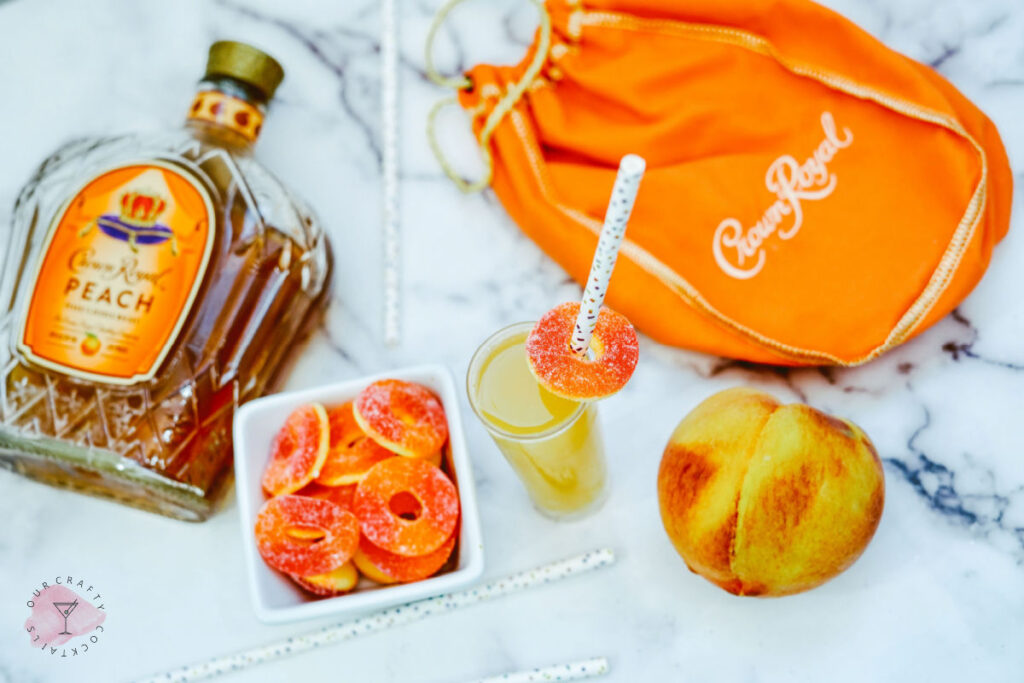 Crown Royal Peach Shooters with peach rings