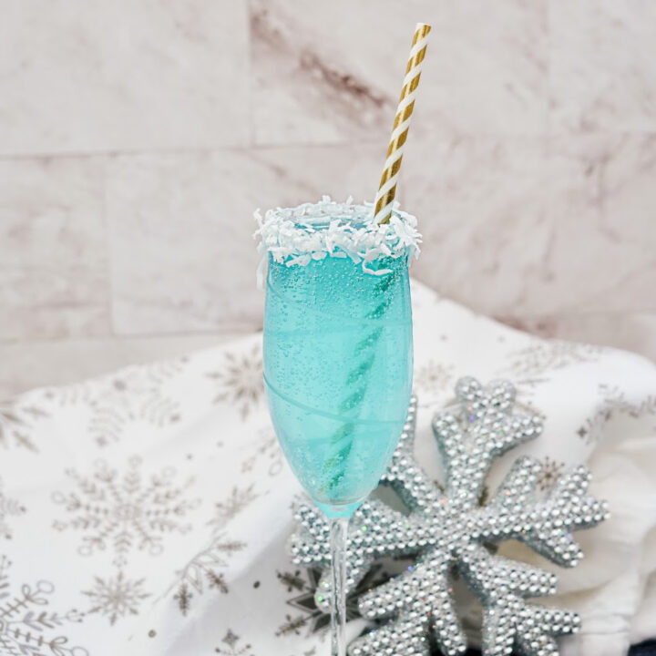 jack frost winter cocktail with snowflake