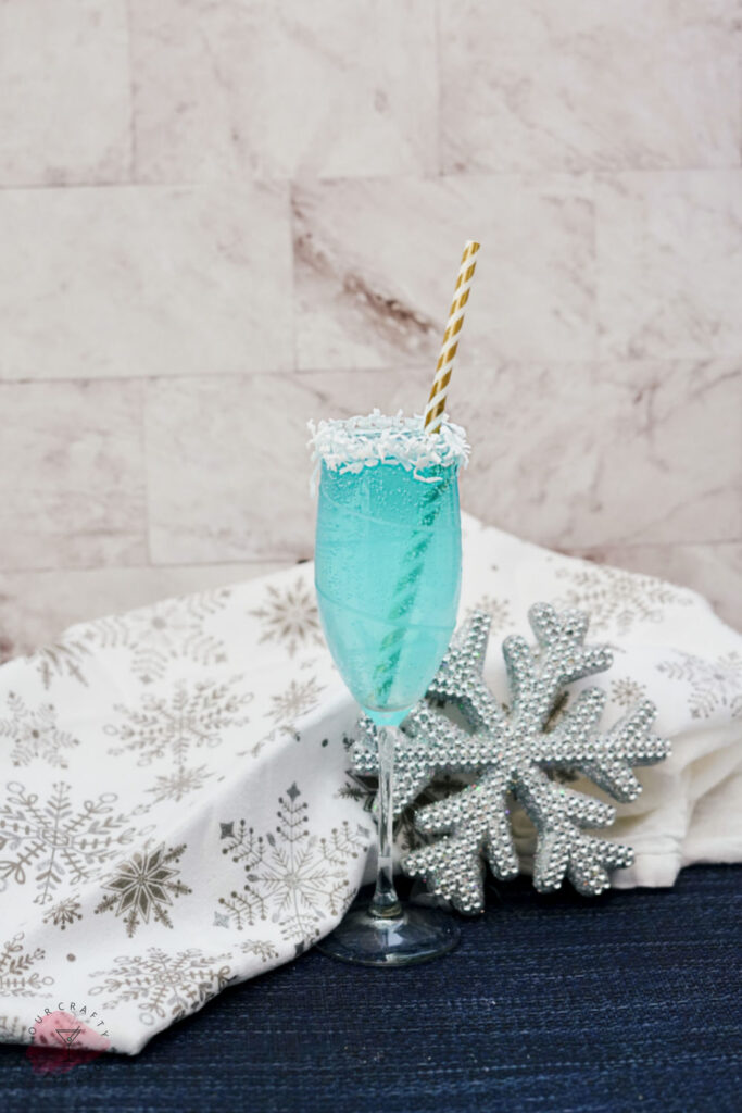 vertical sparkling jack frost cocktail